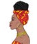 African beauty: animation portrait of the  beautiful black woman in a turban and hairstyle Afro-braids.