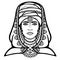 African beauty: animation portrait of the beautiful woman in a turban.