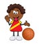 African black boy cartoon showing tongue with basketball isolate