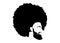 African black man portrait with afro curly design, Barber shop and hairstyle. Healthy sporty young black man with beard, mustache
