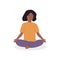 African black skin girl sitting on floor and meditating. Child or teen doing yoga exercise. Meditation lesson in school