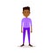 African boy character serious male violet suit template for design work and animation on white background full length