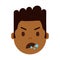 African boy head emoji with facial emotions, avatar character, man split face with different male emotions concept. flat