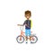 African boy hold bicycle on white background. cartoon character. full length flat style