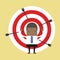 African businessman on archery targets.