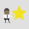 African businessman with star shape yellow sticky notes.