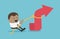 African businessman is using a rope to pull the arrow graph. concept business vector cartoon