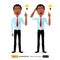 African cartoon business man get an idea flat vector is