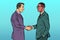 African and Caucasian businessmen men handshake