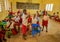 African children from the Maasai village in school uniforms in the classroom on a break