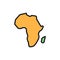 African continent, Africa flat color line icon. Isolated on white background