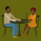 African couple having conversation.