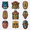 African craft voodoo tribal mask and inca south american culture totem