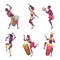 African dancers. Authentic tribal characters male and female in action poses exact vector persons