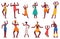 African dancing people. Dancing tribal dance African black male and female characters isolated cartoon vector