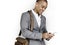 African Descent Business Man Smiling Phone Concept