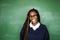 African descent girl student blackboard