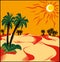 African desert under the red hot sun.