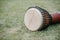 African djembe drum on green grass