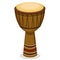 African Djembe drum illustration isolated on white background. Ethnic musical instrument. Vector graphics.