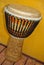 African djembe with Kente cloth