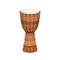 African djembe from wood, skin and rope. Traditional folk goblet drum jembe. Ethnic percussion music instrument from