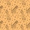 African doodle vector seamless pattern. Giraffe and zebra children`s illustration seamless texture. Textiles, wrapping paper,