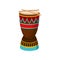 African drum djembe with ethnic ornament, authentic symbol of Africa vector Illustration on a white background