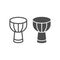 African drum line and glyph icon, musical and instrument, african wood djembe sign, vector graphics, a linear pattern