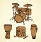 African drum. Vector drawing