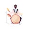 African drummer flat color vector faceless character