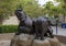 `African Elephant Calves`, a bronze five-piece fountain group by Lorenzo Ghiglieri at the Dallas Zoo, Texas