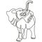 African Elephant Charging Front View Continuous Line Drawing