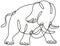 African Elephant Charging Side View Continuous Line Drawing