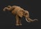 African elephant is kicking up in a dark grey background close up side view