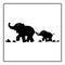 African elephant silhouettes. Vector illustration of Elephant silhouettes on white background. Graphic design with animal of