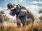 African Elephant sniffing the air  Made With Generative AI illustration