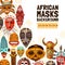 African Ethnic Tribal Masks Illustration