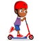 African ethnicity boy riding scooter