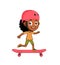 African ethnicity girl riding skateboard