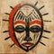 African Face Drawing Powerful Symbolism In Wooden Wall Painting