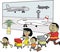 African family airport cartoon