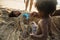 African family enjoying the beach