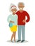 African family in love. Old african man and old african woman couple. Cartoon characters happy pensioner family.