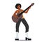 African Female Character Playing Acoustic Guitar Performing Rock or Country Melody. Musician Singing and Playing
