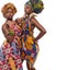 African female models posing in dresses.