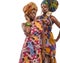 African female models posing in dresses.