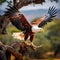 African Fish Eagle flying from tree at Lewa Conservancy, Kenya, Africa  Made With Generative AI illustration
