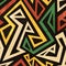 African geometric seamless pattern with grunge effect