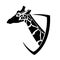 African giraffe head and simple heraldic shield black and white vector design